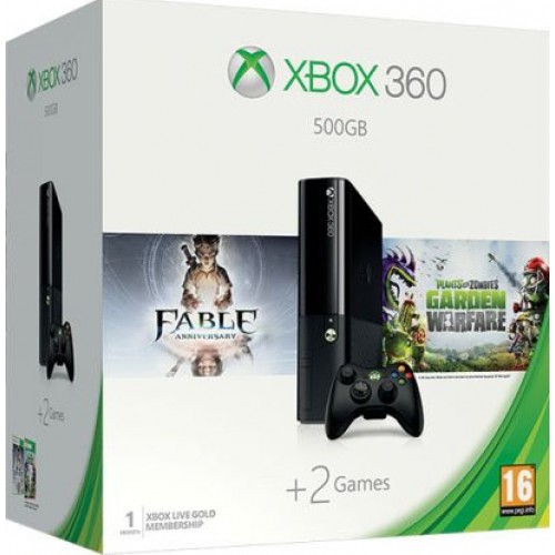 Xbox 360 E-széria 500 GB + Fable Anniversary + Plants Vs Zombies Garden Warfare - Xbox 360 Gépek