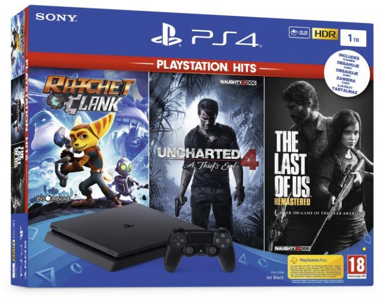 PlayStation 4 Slim 1 TB + The Last of Us + Uncharted 4 + Ratchet and Clank - PlayStation 4 Gépek