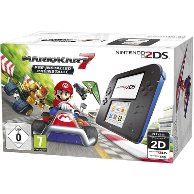 Nintendo 2DS Fekete-kék + Mario Kart 7 - Nintendo 3DS Gépek