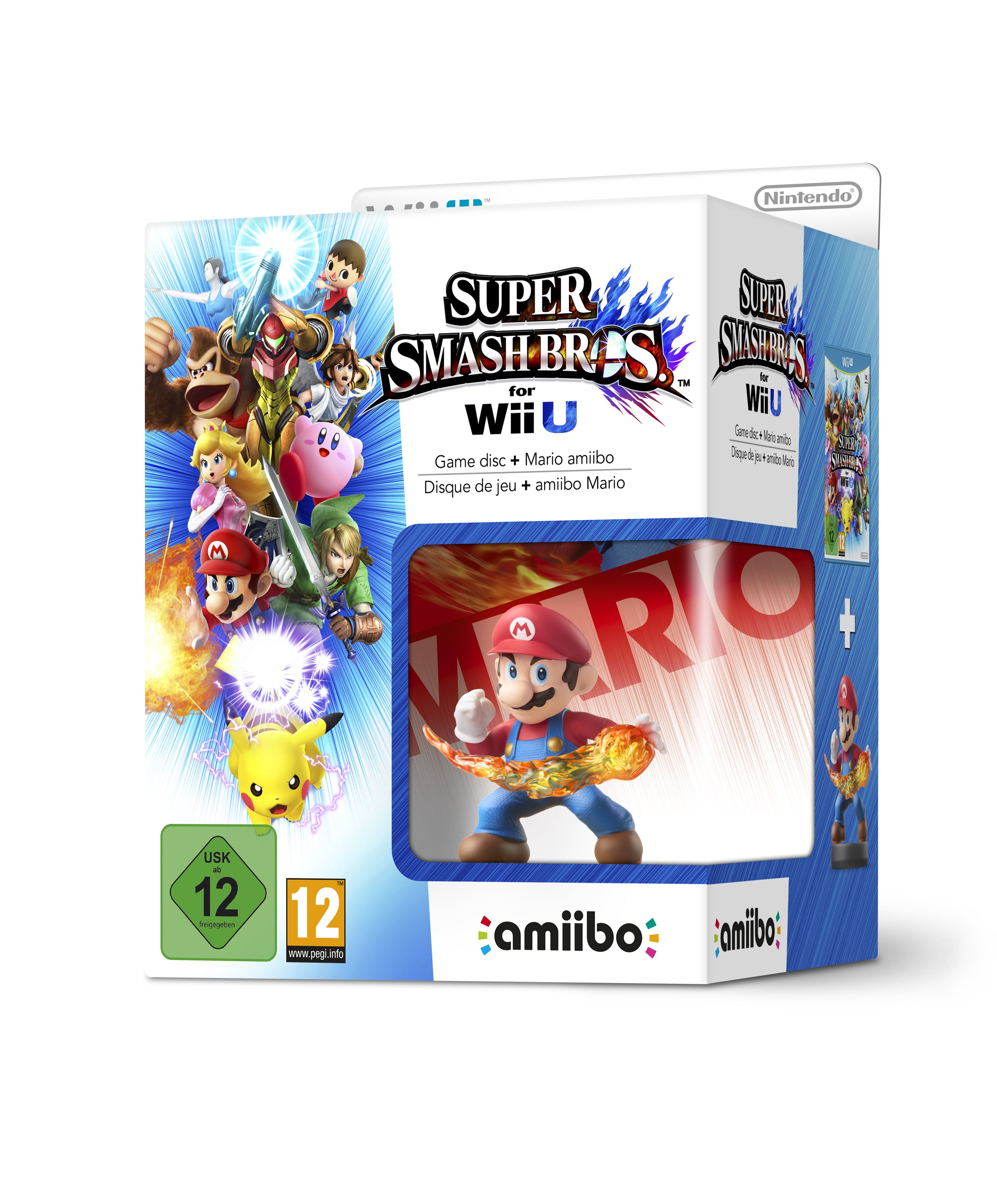 Amiibo Super Smash Bros For Wii U Game Disc+Mario Amiibo