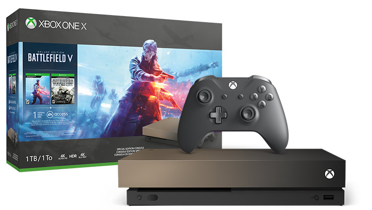 Xbox One X 1TB Battlefield V Gold Rush Special Edition Bundle - Xbox One Gépek