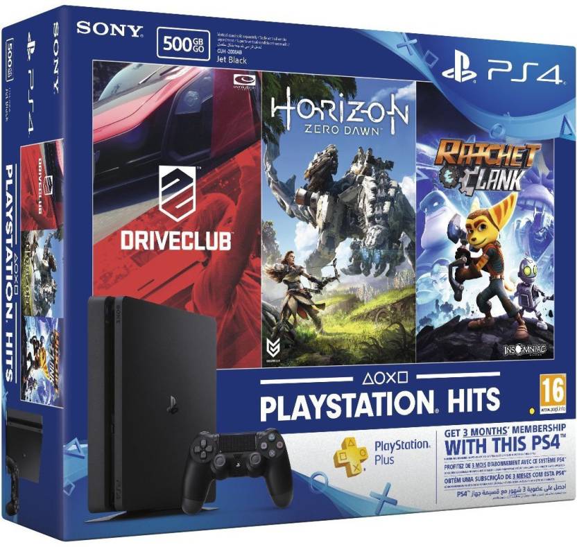 PlayStation 4 Slim 500GB + Driveclub + Horizon Zero Dawn + Ratchet and Clank