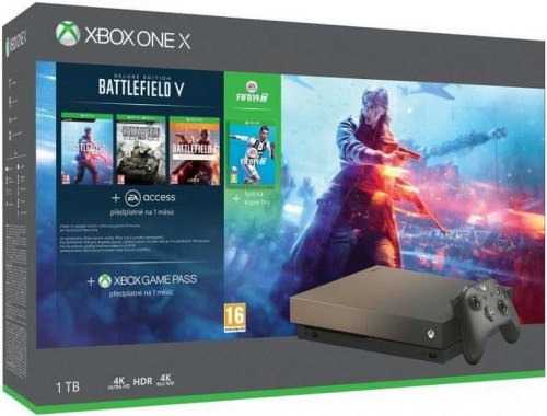 Microsoft Xbox One X 1TB Gold Rush Special Edition + Battlefield V Deluxe Edition + FIFA 19 - Xbox One Gépek