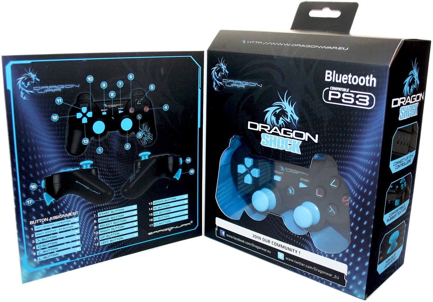 Dragon Shock Bluetooth PS3 Controller Black - PlayStation 3 Kontrollerek