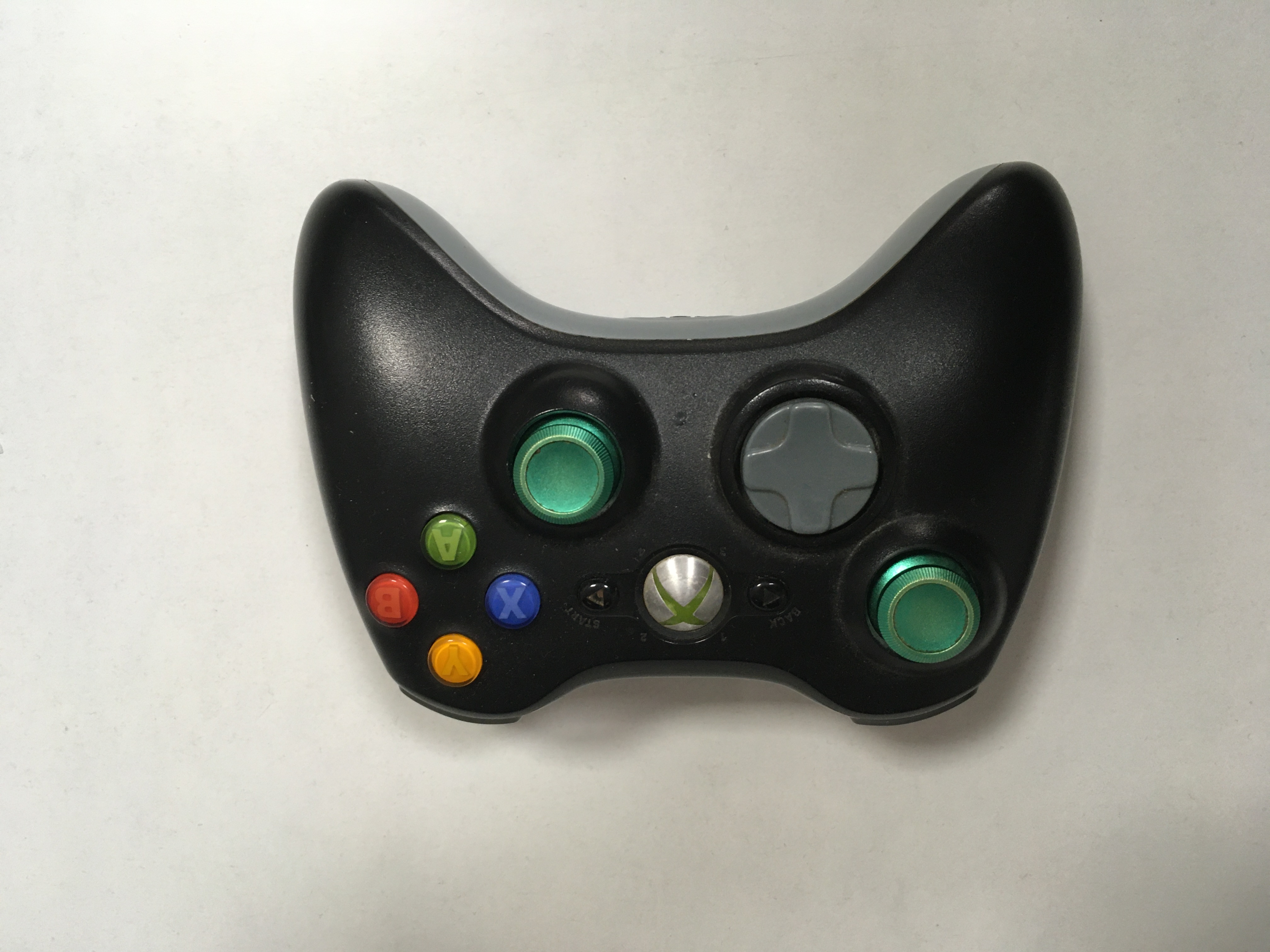 Xbox 360 Wireless Controller Fekete (egyedi fém analógokkal) - Xbox 360 Kontrollerek