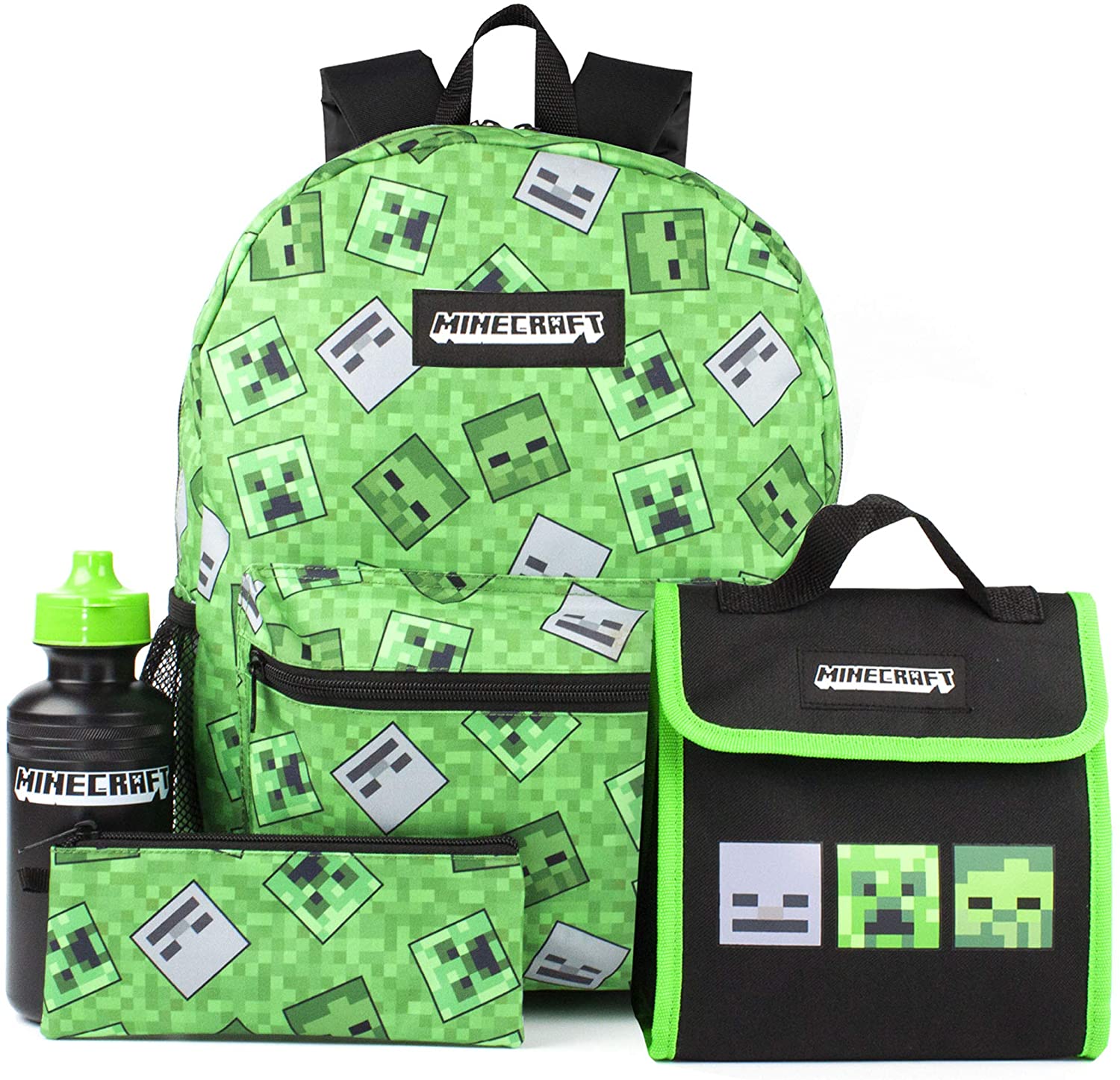 Minecraft 4 darabos iskolaszett (hátizsák, kulacs, tolltartó, uzsonnatáska)