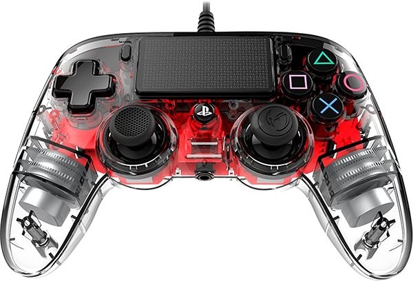 Nacon Wired Compact Controller (áttetsző piros) - PlayStation 4 Kontrollerek