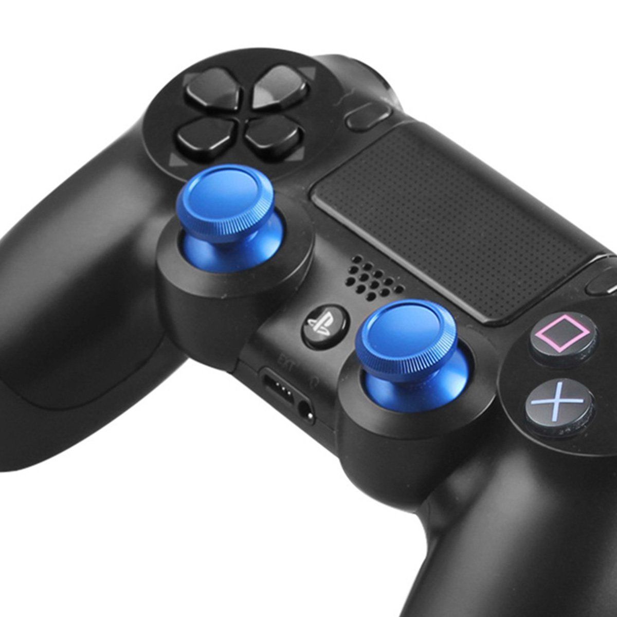 Dualshock 4 V2 Wireless Controller Black (kék alumínium analógokkal) - PlayStation 4 Kontrollerek