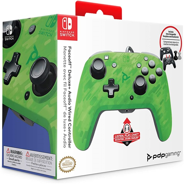 PDP Faceoff Deluxe+ Audio Nintendo Switch zöld terepmintás kontroller
