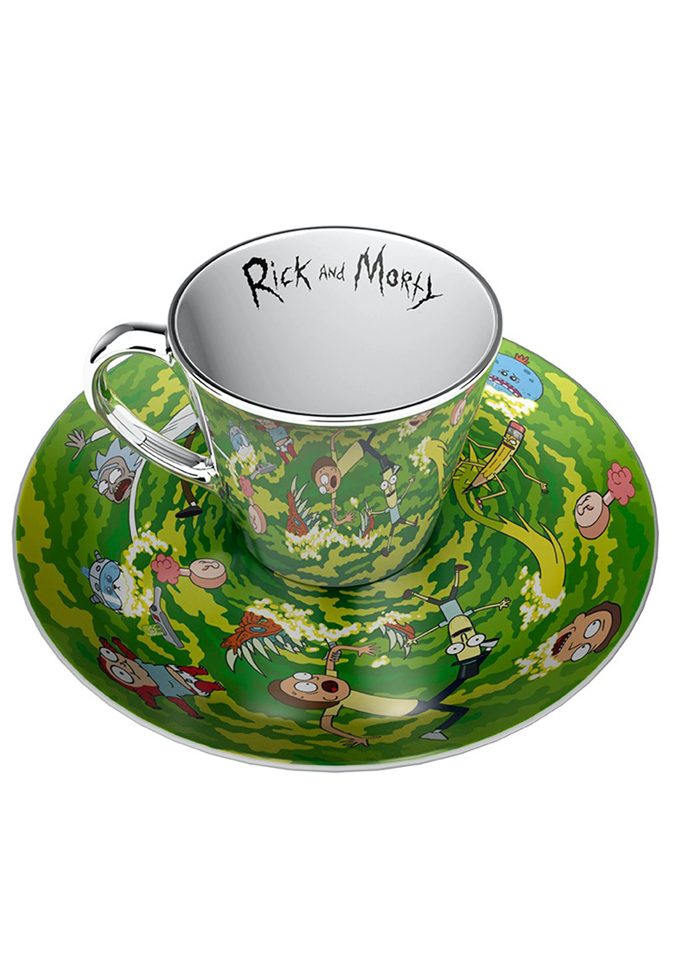 Rick and Morty Mirror Mug & Plate bögre és alátét - Ajándéktárgyak Bögre
