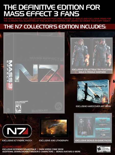 Mass Effect 3 N7 Collectors Edition bónusz tartalmak (játék nélkül)