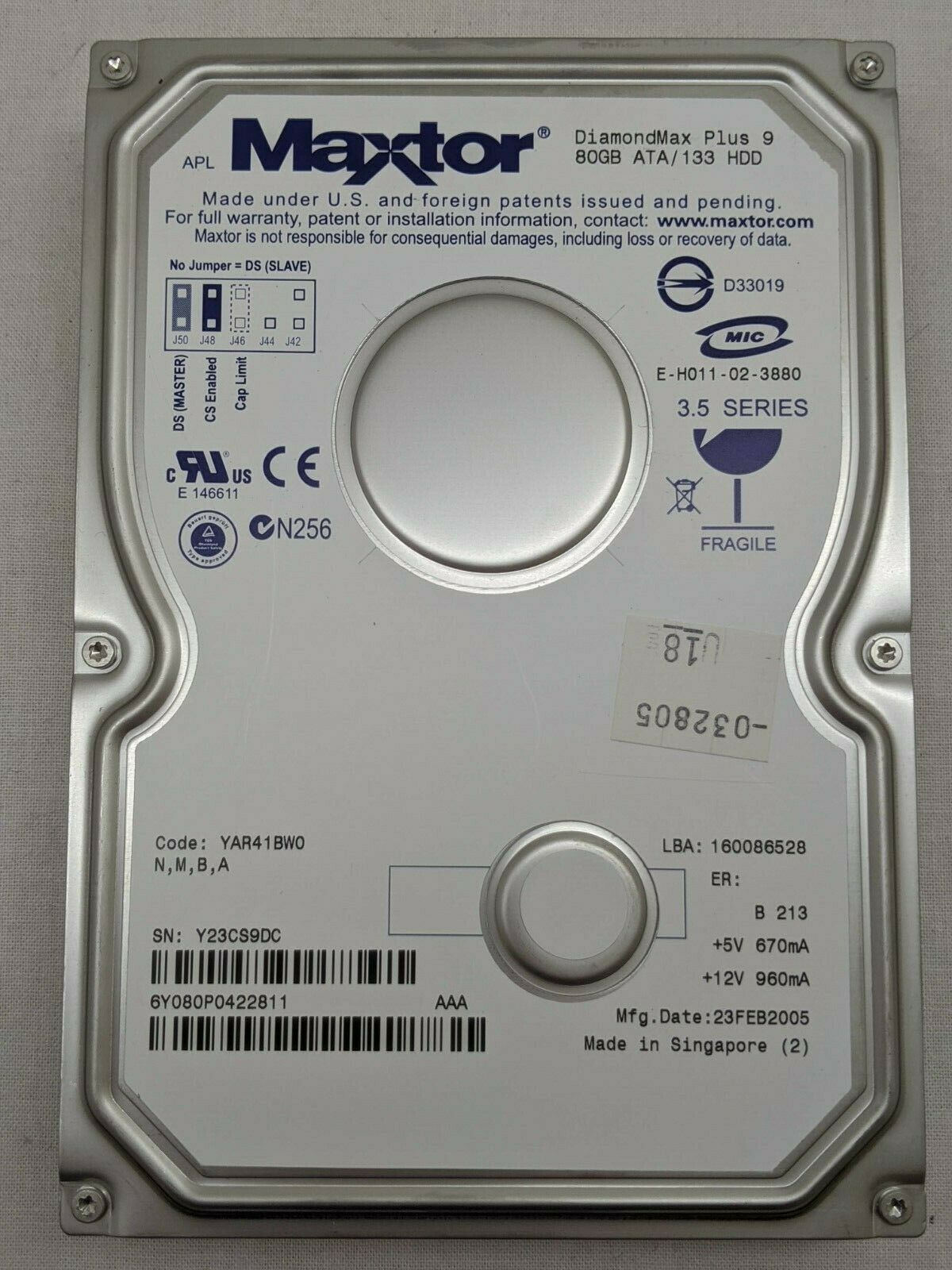 Maxtor 3,5 belső HDD (80GB)