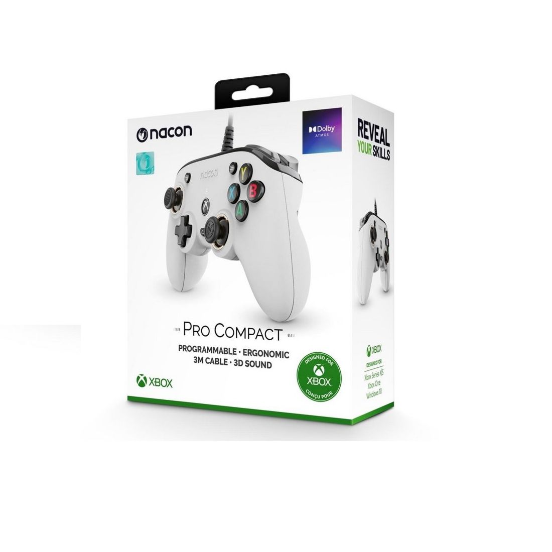Nacon Pro Compact vezetékes kontroller, Xbox Series X|S, Xbox One, PC kompatibilis (Fehér)