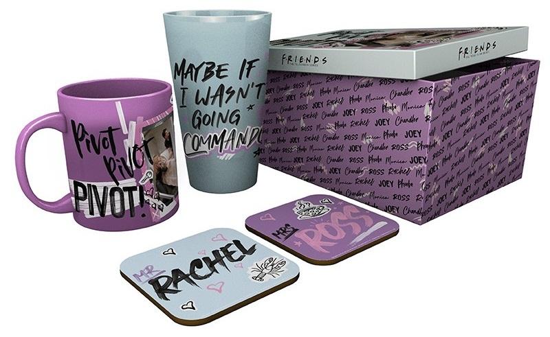 Friends gift set: mug, glass, 2 x coasters - Doodle