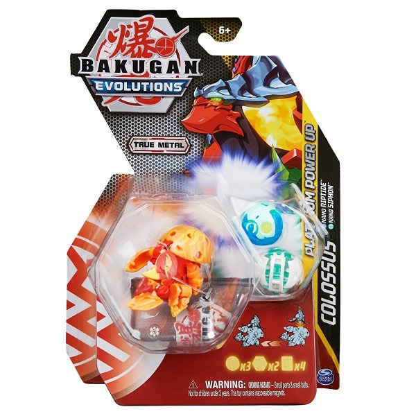 Bakugan Evolutions Colossus Platinum Powerup Nano Riptide+Nano Siphon