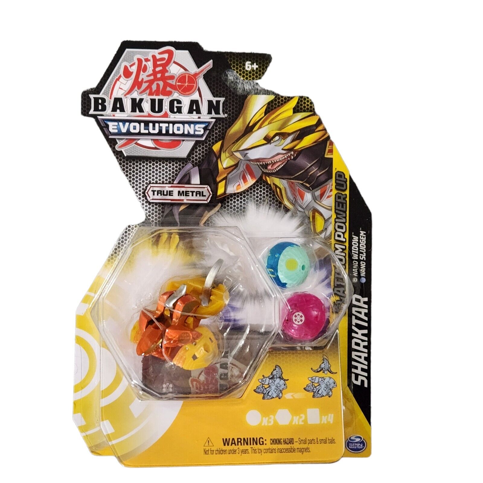 Bakugan Evolutions Sharktar Platinum Powerup Nano Widow, Nano Sludgem - Figurák Bakugan