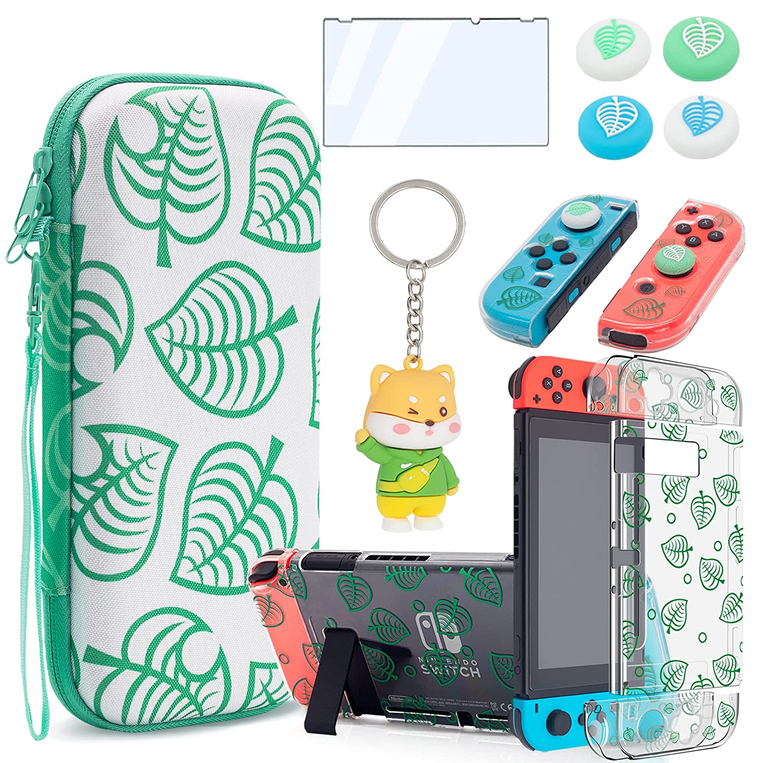 Animal Crossing Leaves Nintendo Switch Carrying Case Accessories Bundle - Nintendo Switch Kiegészítők