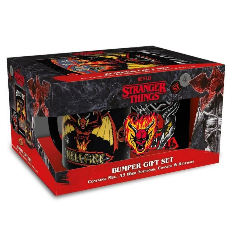 STRANGER THINGS (HELLFIRE CLUB) BUMPER GIFT SET (MUG, COASTER, KEYCHAIN & NOTEBOOK)
